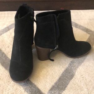 Never worn TOMS black suede ankle boots